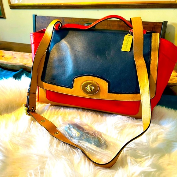 Coach Large Leather Satchel/ Shoulder Bag - Picture 2 of 9